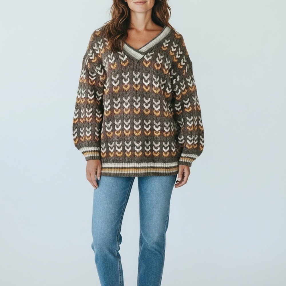 Listicle Knitted V-neck long sleeve Sweater